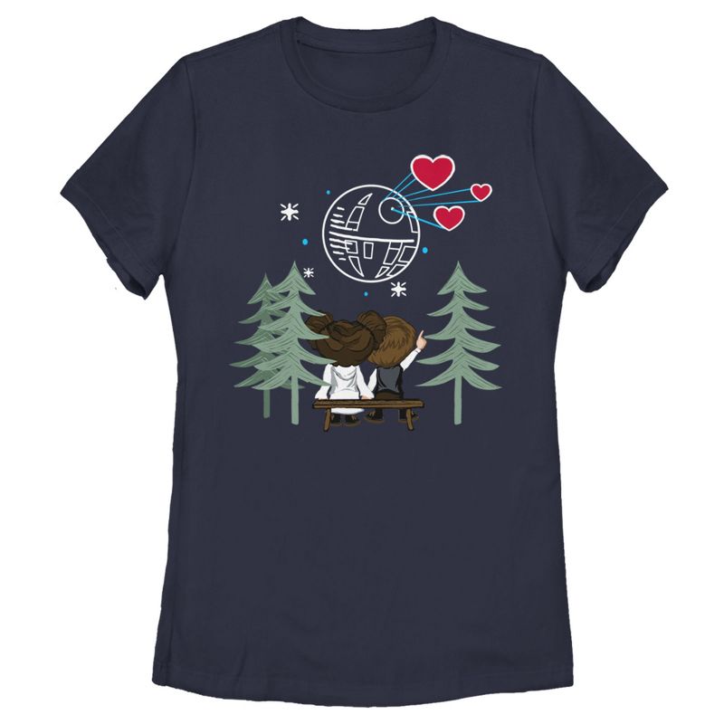 Women's Star Wars Valentine's Day Han and Leia Holding Hands T-Shirt, 1 of 5