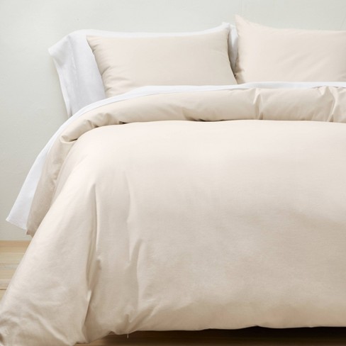 Full/Queen Textured Chambray Cotton Comforter & Sham Set Natural - Casaluna™