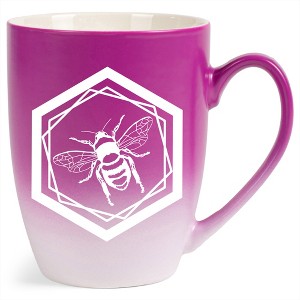 Elanze Designs Honeycomb Bee Two Toned Ombre Matte Pink and White 12 ounce Ceramic Stoneware Coffee Cup Mug - 1 of 4