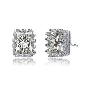 Exquisite White Gold-Plated Radiant Crown Stud Earrings Adorned with Sparkling Cubic Zirconia - 1 of 3
