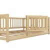 SEVOBAL Kids Furniture Beds Full Size Montessori Floor Bed with Slats Fence and Door Sturdy Wood Easy Assembly for Kids, Brown, 80.71"*16.34"*5.51" - 4 of 4