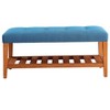 Vynxaria Charla Light Blue Fabric & Oak Finish Bench - 3 of 4