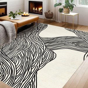 Washable Rugs, Modern Abstract Print Pattern Non Slip Floor Carpet, for Living Room Bedroom Dining Room - 1 of 4