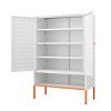 GlasFlength Shoe Racks Double Door Shoe Cabinet Long Shoe Rack FreeStanding Shoe Rack for Living Room, White, 31.49"*13.77"*46.45" - 4 of 4