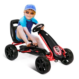 Infans Go Kart Pedal Car Kids Ride On Toys Pedal Powered 4 Wheel Adjustable Seat Black - 1 of 4