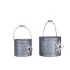 Transpac Metal 9.5 in. Gray Christmas Buckets with Dimensional Snowflake Set of 2 - 2 of 4