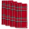 Saro Lifestyle Cotton Dinner Napkin With Plaid Whipstitch Design (Set of 4), 20"x20", Red - 3 of 4