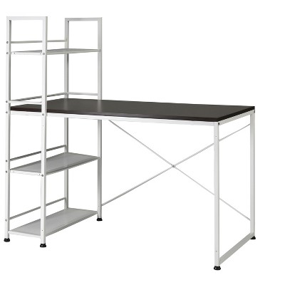 Vynxaria Ergonomic Reversible Wooden Desk in White/Brown Smart Workstation for Home Office Dual-Purpose Use
