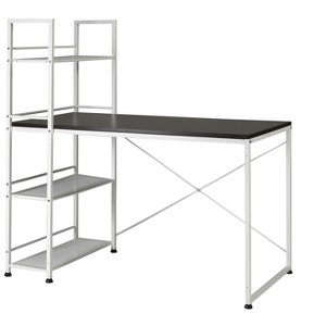 Vynxaria Ergonomic Reversible Wooden Desk in White/Brown Smart Workstation for Home Office Dual-Purpose Use - 1 of 4