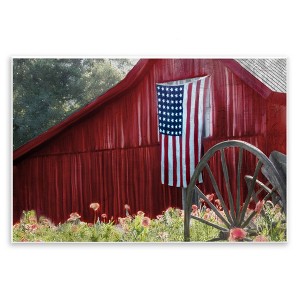 Stupell Industries Red Barn with American Flag, 19" x 13" - 1 of 4