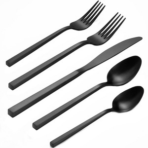 Itopfox 45-Piece Forged Stainless Steel Flatware Set with Utensil-Serving Set, Silverware for 8, Matte Satin Finish, Dishwasher Safe - 1 of 4