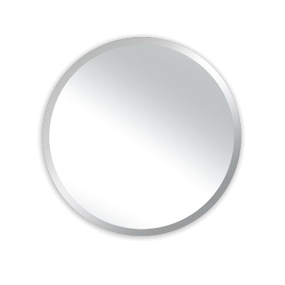 24" Westport Round Frameless Beveled Glass Wall Mirror Silver - Alpine Art & Mirror