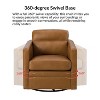 Eulalia 28.74''Wooden Upholstery Wide Genuine Leather Swivel Chair with Swivel Metal Base and  Squared Arms | ARTFUL LIVING DESIGN - 3 of 4