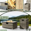 32" Propane Gas Fire Pit Table with Propane Tank Cover, 50000 BTU Rectangular Steel Outdoor Fire Pit Table with Wicker Base for Patio, Garden, 2 pcs - 3 of 4