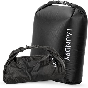 2 Pack Foldable Waterproof Travel Laundry Bags, Large + Small Sizes for Dirty Clothes & Swimsuits - 1 of 4
