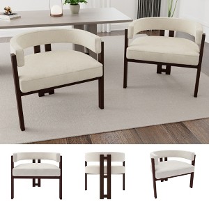 MOONMISS Modern Accent Chair Chenille Upholstered Armchair with Open Back,2PCS - 1 of 4