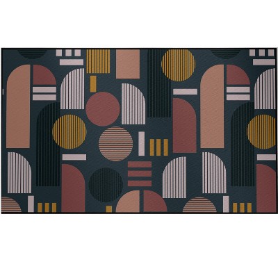 Deerlux Modern Living Room Area Rug with Nonslip Backing, Abstract Geo Pattern