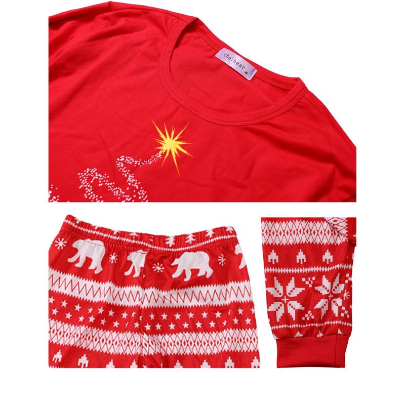 cheibear Christmas Tree Long Sleeve Tee and Plaid Pants Loungewear Family Pajama Sets, 4 of 5