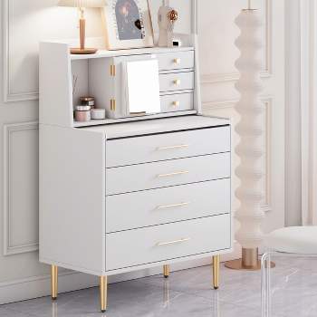 Vanity Makeup Table with Mirror, Storage Dresser with 7 Drawers-ModernLuxe