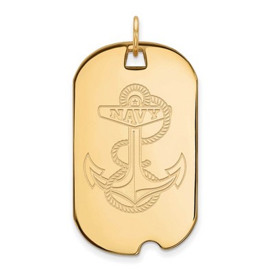 Black Bow Jewelry 10k Yellow Gold Navy Midshipmen NCAA Large Pendant