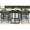 NicBex Outdoor Counter Height Dining Set,Set of 5,Iron Dininf Table&4 Barstools Acacia Armrest,Patio Conversation Set for Balcony&Backyard - 2 of 4