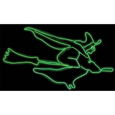 47" Halloween Short Flying Witch Glow Light Sign