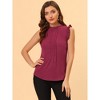 INSPIRE CHIC Women's Ruffled Curved Hem Business Office Vintage Sleeveless Blouse - 3 of 4