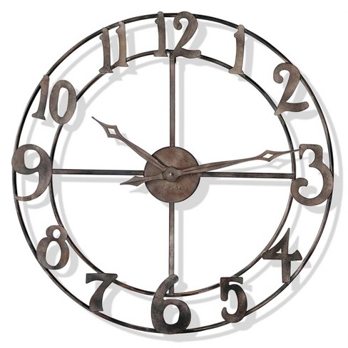 Rustic Pewter Metal Wall Clock Gray - StyleCraft