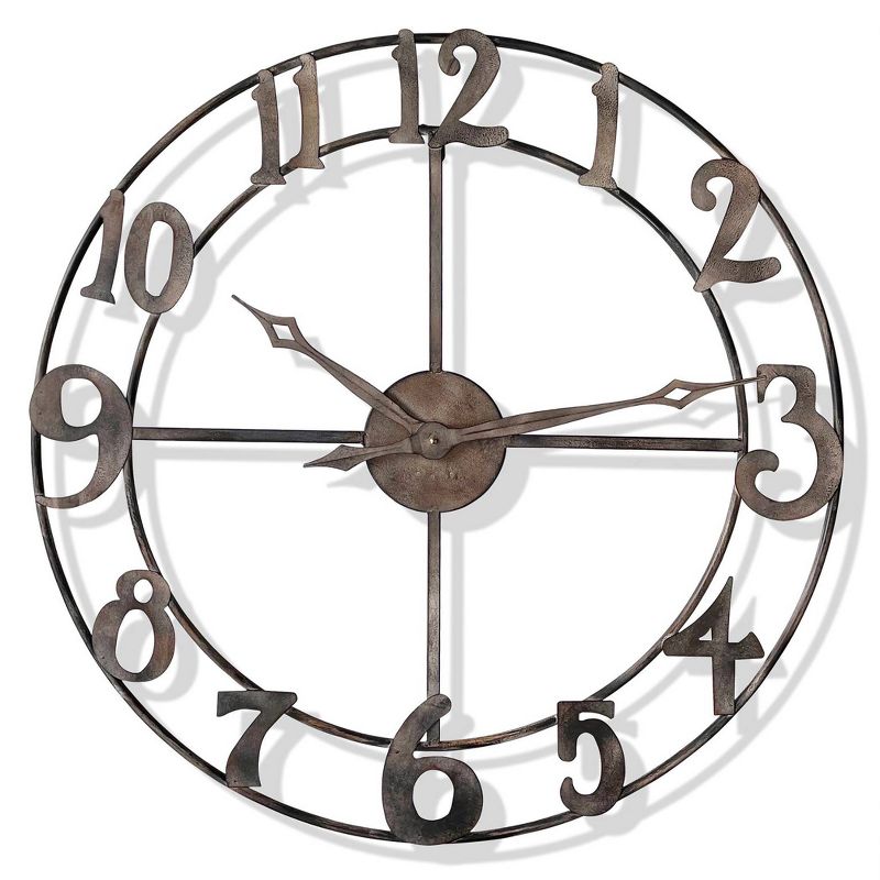 Rustic Pewter Metal Wall Clock Gray - StyleCraft, 1 of 6