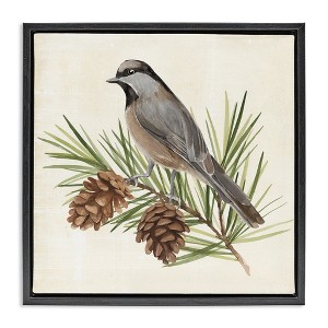 Stupell Industries Bird on Pine Tree Floating Frame Canvas Art - 1 of 4