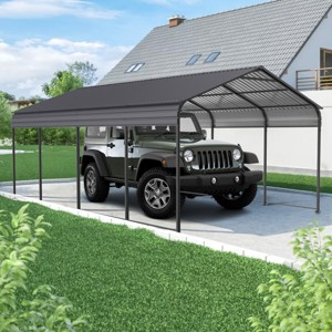 12X20 FT Heavy Duty Metal Carport,Outdoor Activities Storage Shed,Carport With Galvanized Steel Roof And Metal Frame For Car Truck-Coolbibila - 1 of 4