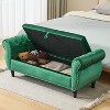 Sapphtopaz 51.25" Storage Bench Ottoman with Storage, Velvet Multifunctional Ottoman Bench with 1 Pillow for Entryway Bedroom - 4 of 4