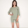 Anna-Kaci Lounge Women's Ribbed Knit Lounge Set with 3/4 Sleeve Top and Fitted Shorts - 2 of 4
