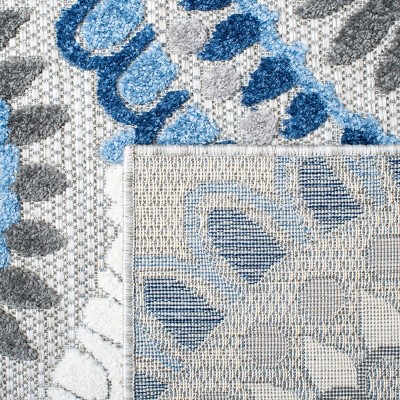 Cabana Square Grey Floral Easy-Care Indoor/Outdoor Area Rug