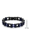 Steeltime Black Ion Plated stainless steel Bicycle Link Designed 8" Bracelet with Blue Accents - 3 of 4
