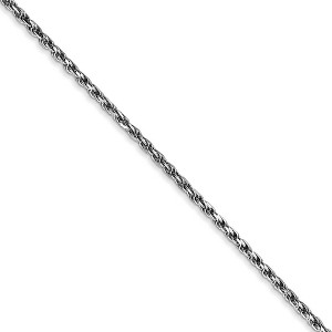 Black Bow Jewelry 1.6mm, 10k White Gold Diamond Cut Solid Rope Chain Necklace - 1 of 4