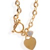 Anna-Kaci Gold Tone Chain Bracelet with Double Heart Charms and Toggle Clasp - Gold - 3 of 4