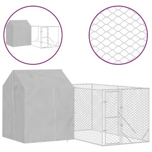 vidaXL Outdoor Dog Kennel Silver Galvanized steel, Polyethylene - 1 of 4