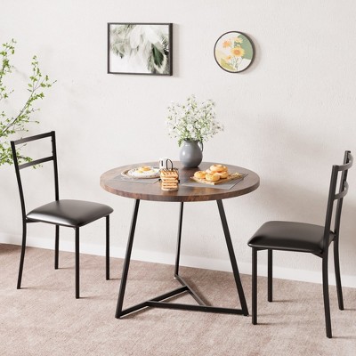 29.5" Round Kitchen Table Set, Kitchen Table Set for 2, Dining Table and Chairs for 2, Wooden Dining Table for Small Space, Apartment