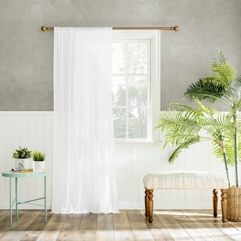 50"x96" Archaeo Sheer 100% Cotton Curtain Panel White: Transitional Voile Rod Pocket Indoor Drapery - image 1 of 4