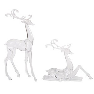 Christmas Minimalist Clear Deer Decorations – 2 Piece by Melrose - 1 of 4