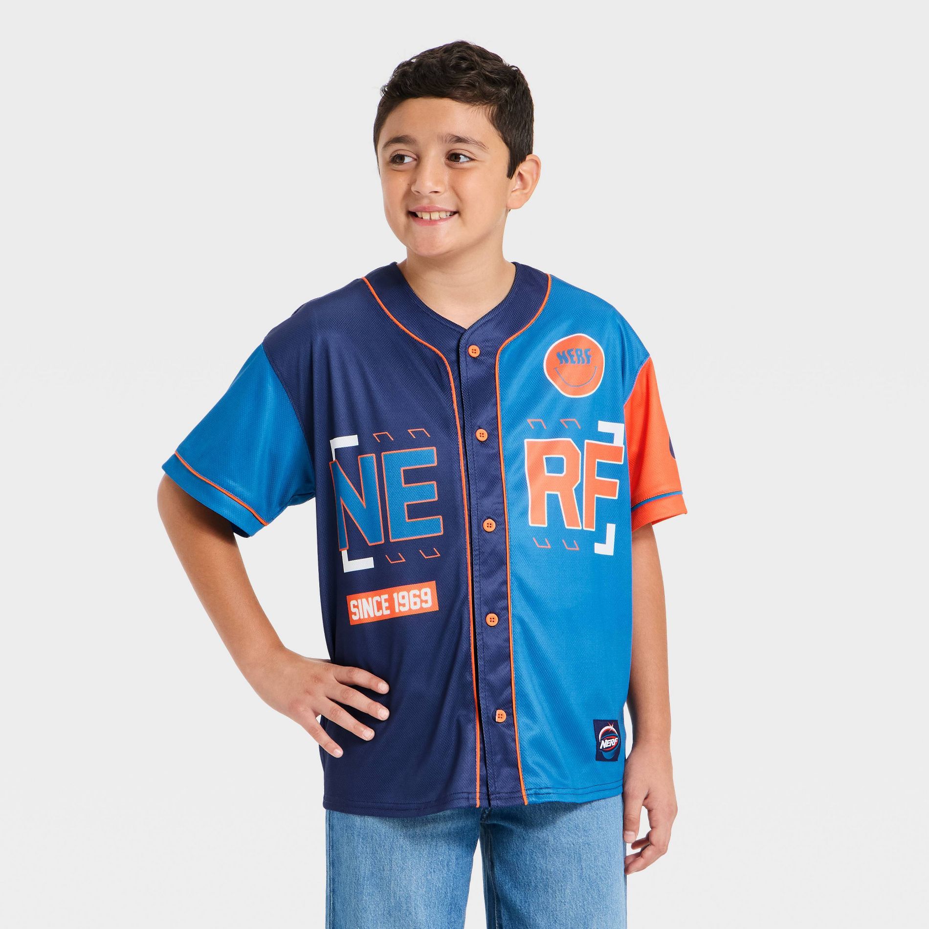 NERF Boys' Baseball Jersey - Navy Blue
