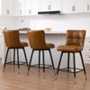 Bekrvio 26" Swivel Counter Height Bar Stools Set of 2,Modern Faux Leather Upholstered with Back,Counter Stool Chairs for Kitchen Island - 2 of 4