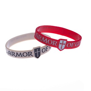 Armor of God Red and Grey One Size Fits Most Silicone Bracelets Set of 6 - 1 of 4