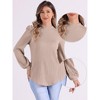 INSPIRE CHIC Women's Long Sleeve Mock Neck Puff Sleeve Work Tunic Tops - 2 of 4