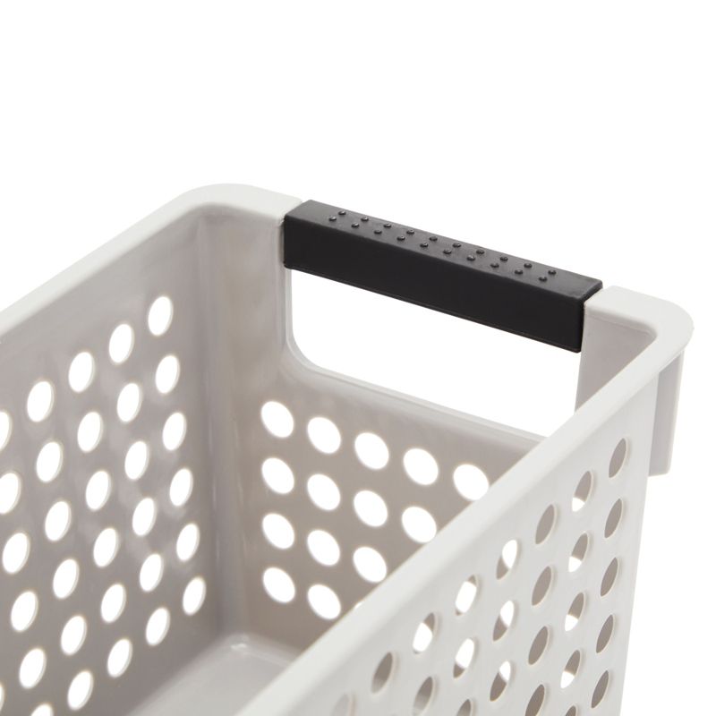 Farmlyn Creek 4 Pack Gray Plastic Storage Baskets Bins with Handles for Shelves, Closet Organizer, 5 of 8