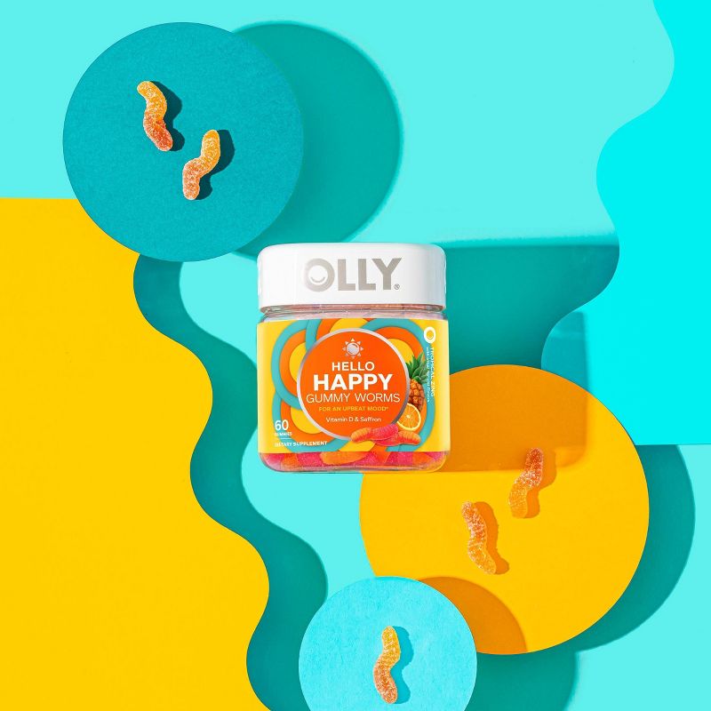 OLLY Hello Happy Gummy Worm Supplements with Vitamin D and Saffron - 60ct, 3 of 10
