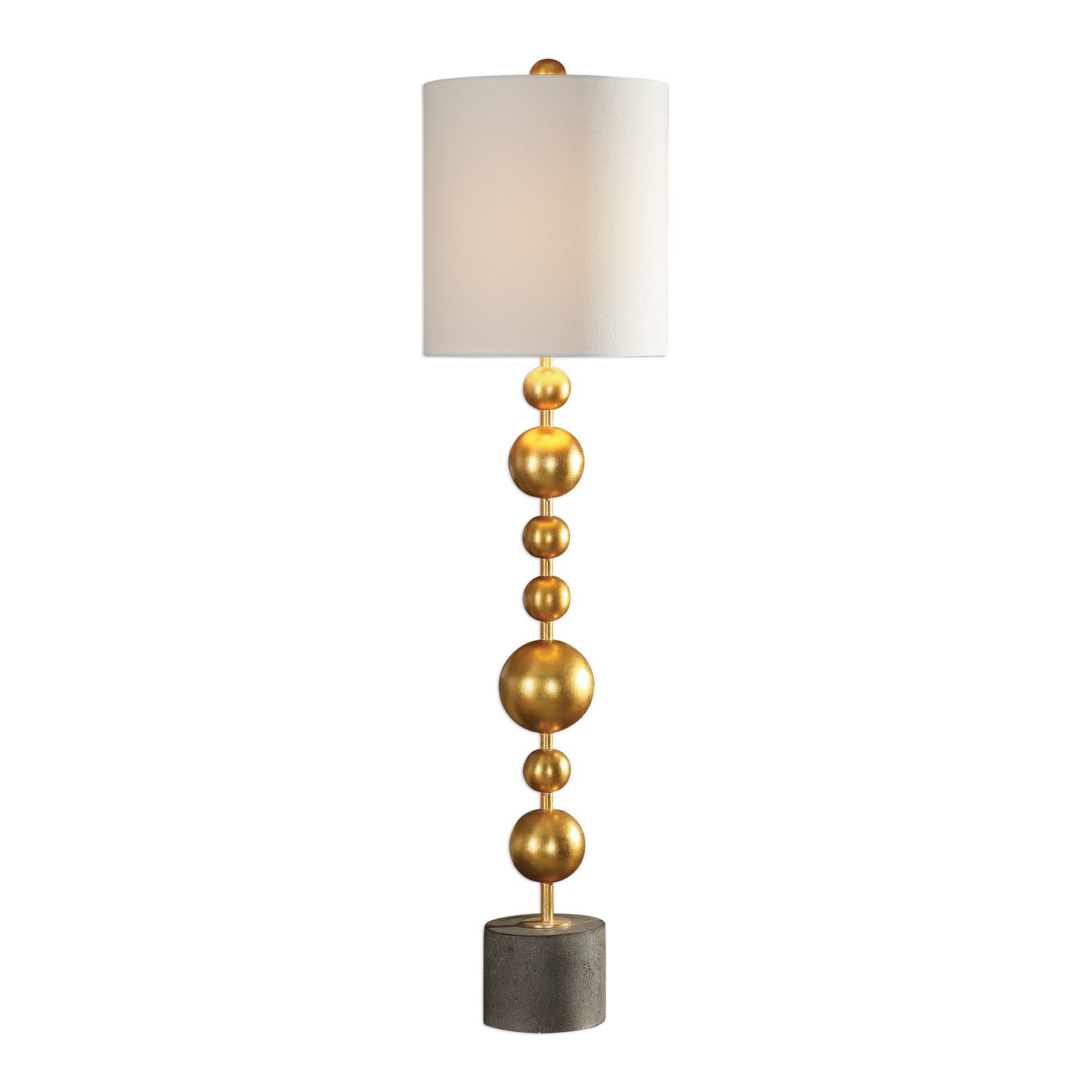 Uttermost Selim Gold Buffet Lamp – Tall 39.75” Metal & Concrete Accent Lighting