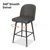 Vipbear 26" Height Swivel Counter Height Modern Bar Stools Set of 2 or 3,Cushion Barstools with Back、Footrest and Metal Frame,Gray/Brown/Black - 2 of 4
