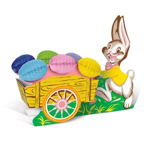 Beistle Vintage Easter Bunny w/Cart, 10.5", (2/Pkg) Multicolored - 1 of 2